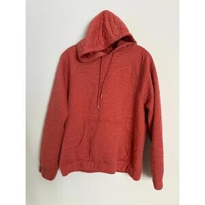 Nine West Hoodie Womens Medium Rust Quilted Textured Comfy Cozy Cottage